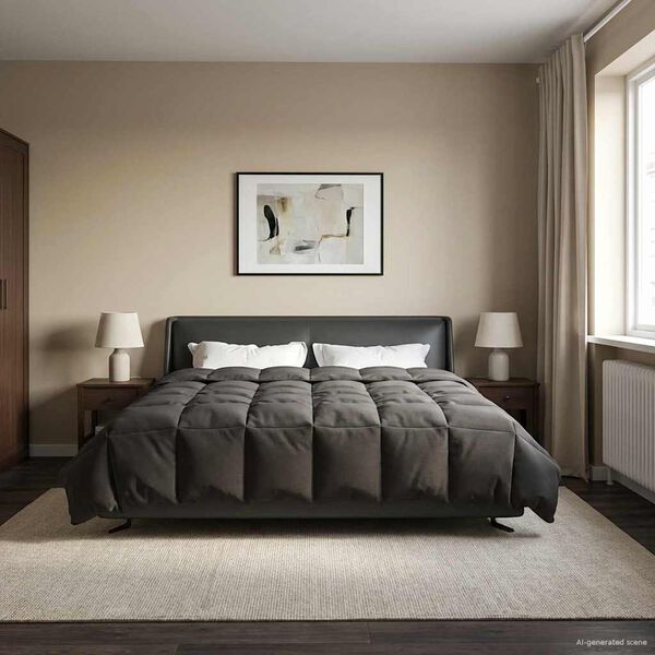 vidaXL Kołdra na cały rok Kwiłtowany Antracyt 200 x 220 cm Mikrofibra