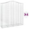 vidaXL Kosze gabionowe, 4 szt, 200x50x200/220 cm, galwanizowane żelazo