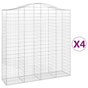 vidaXL Kosze gabionowe, 4 szt, 200x50x200/220 cm, galwanizowane żelazo