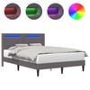 vidaXL Ramka ł&oacute;żka z paskami LED Szary 160 x 200 cm Ekosk&oacute;ra