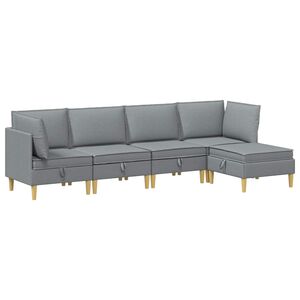 vidaXL Modularny Zestaw Sofy z Przechowalnią 5 szt. jasnoszary tkanina