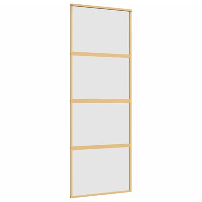 vidaXL Drzwi przesuwne, złote, 76x205 cm, mrożone szkło ESG, aluminium