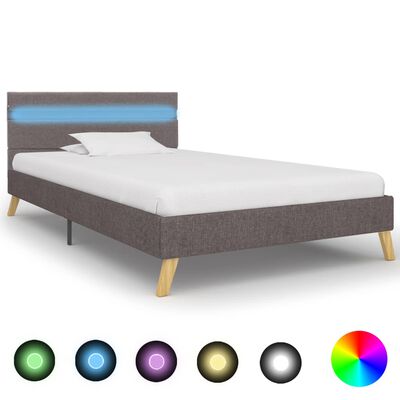 vidaXL Rama łóżka z LED, jasnoszara, tkanina, 100 x 200 cm