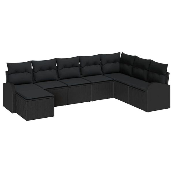 vidaXL Zestaw Sof na Ogród z poduszką 8 pcs Czarny Rattan poli