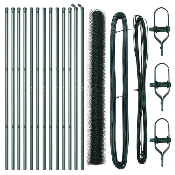 vidaXL Słupek ogrodzeniowy. Zielony 25 x 1,5 m (siatka 36 mm) Stal