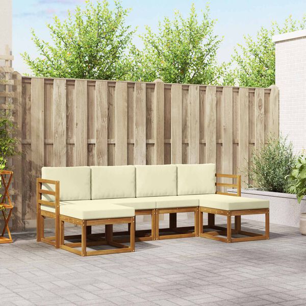 vidaXL Zestaw sof na zewnątrz z poduszką 6 pcs Naturalny i Kremowy