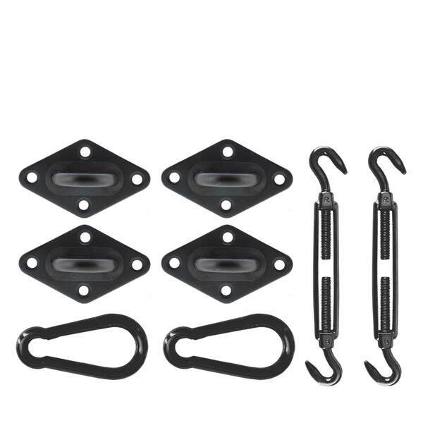 Livin'outdoor Mocowania do prostokątnego żagla ogrodowego, czarne