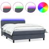 vidaXL Ł&oacute;żko kontynentalne z materacem i LED, ciemnoszare, 160x210cm aksamit