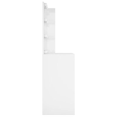 vidaXL Toaletka z oświetleniem LED, biała z połyskiem, 60x40x140 cm