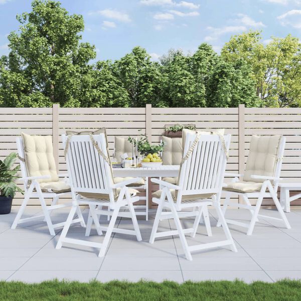 vidaXL Poduszki na krzesła z wysokim oparciem, 6 szt., kremowe, Oxford