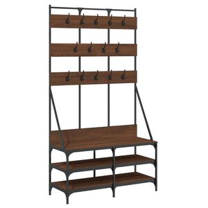 vidaXL Wieszak na ubrania z miejscem na buty brązowy dąb 100x40x184 cm