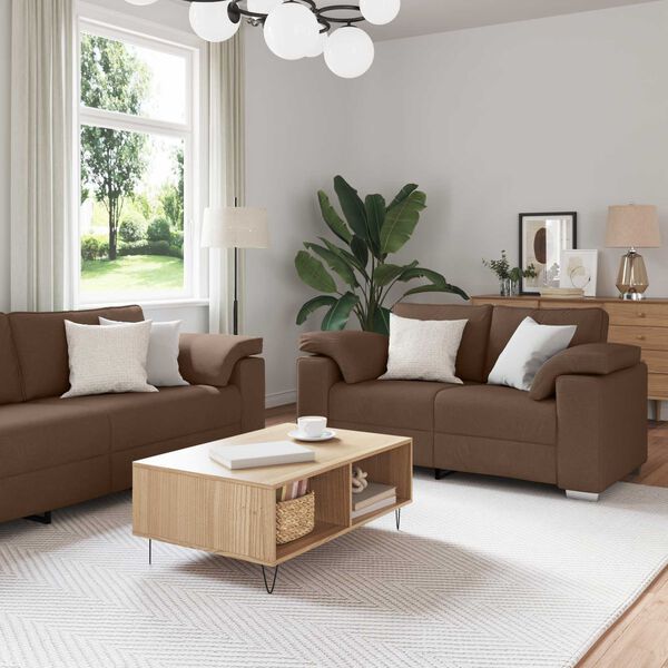 vidaXL Sofa 3 pcs Brązowy 219 x 80 x 82 cm Tkanina lniana