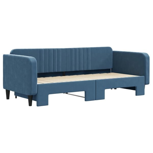 vidaXL Sofa rozsuwana, niebieska, 90x200 cm, aksamit