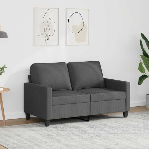 vidaXL Sofa 2-osobowa, ciemnoszara, 120 cm, tapicerowana tkaniną