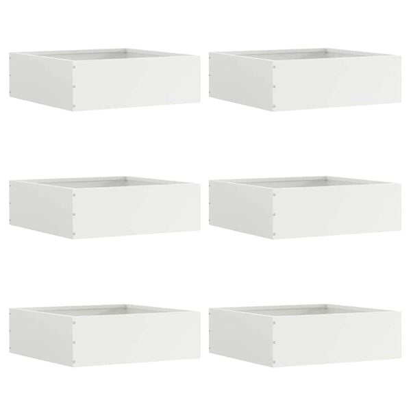 vidaXL Krawężnik do trawnika 6 pcs Biały 40 x 40 x 13 cm Stal