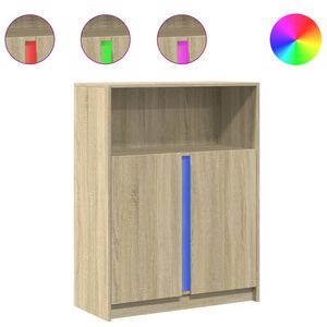 vidaXL Szafka z LED, dąb sonoma, 77x34x100 cm, materiał drewnopochodny