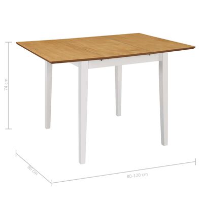 vidaXL Rozsuwany stół jadalniany, biały, (80-120) x 80 x 74 cm, MDF