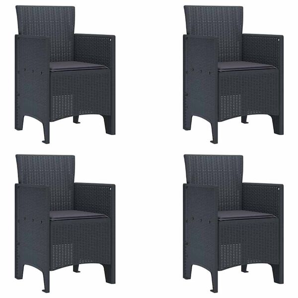 vidaXL Krzesło Ogrodowe 4 pcs Antracyt 53 x 49 x 85 cm PP