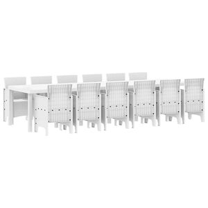 vidaXL Zestaw do jadalni w ogrodzie 13 pcs Biały Rattan Polt