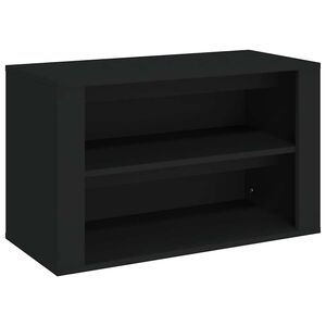 vidaXL P&oacute;łka na buty, czarna, 75x35x45 cm, materiał drewnopochodny