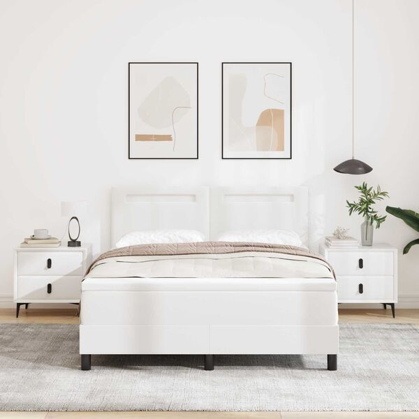 vidaXL Ł&oacute;żko sprężynowe Biały 160 x 200 cm Sk&oacute;ra syntetyczna