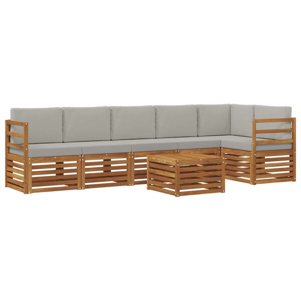 vidaXL Zestawy sof 7 pcs Naturalny i Jasny Szary Lite Drewno Akacji
