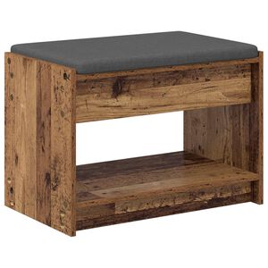 vidaXL Ławka w przedpokoju z poduszką Stare drewno 63 x 38 x 45 cm