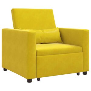 vidaXL Rozkładana sofa jednoosobowa Ż&oacute;łty Aksamit