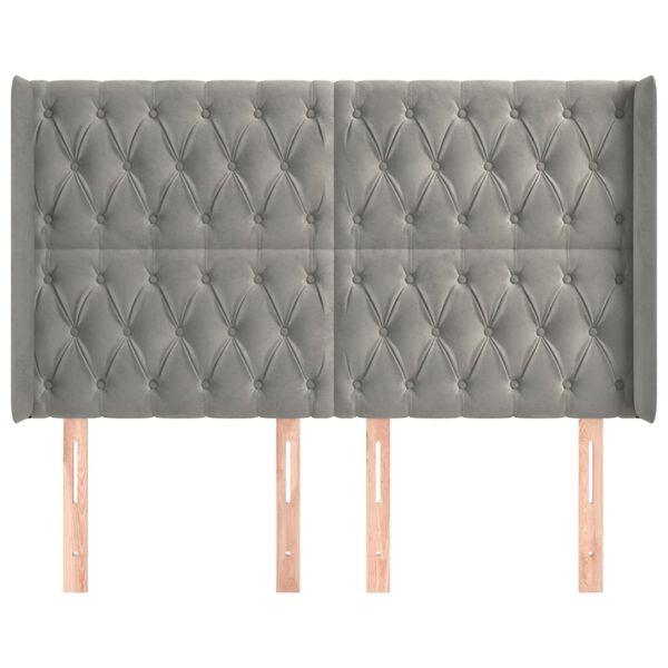 vidaXL Zagłówek uszak, jasnoszary, 163x16x118/128 cm, aksamit