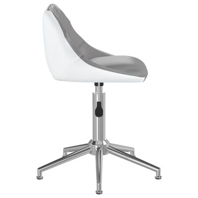 vidaXL Obrotowe krzesło stołowe, szaro-białe, sztuczna skóra