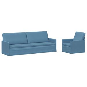 vidaXL Zestaw Sof 2 pcs niebieski Tkanina sztruksowa