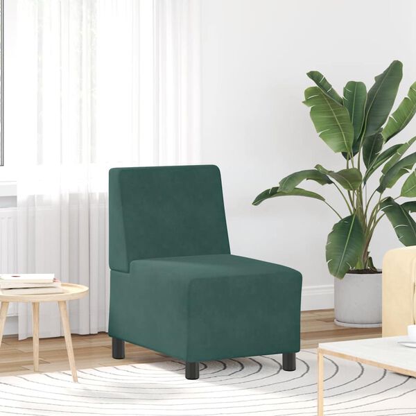 vidaXL Modułowa sofa bez podłokietnik&oacute;w Ciemnozielona 55 cm Aksamit