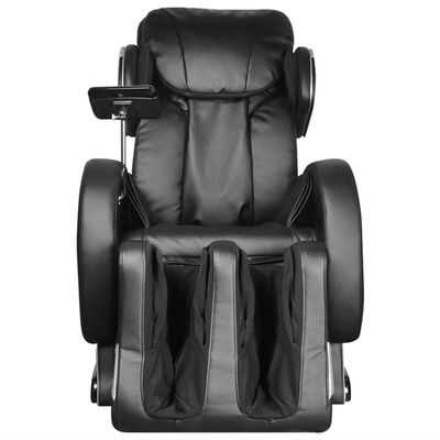 vidaXL Fotel do masażu z ekranem, czarny, sztuczna skóra