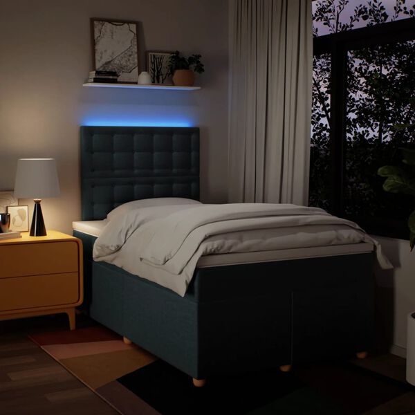 vidaXL Ł&oacute;żko kontynentalne z materacem, niebieskie, 120x190cm, tkanina