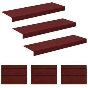 vidaXL Nakładki na schody 15 szt. 65 x 21 x 4 cm bordowy Poliester