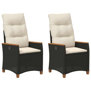 vidaXL Krzesło ogrodowe z regulowanym oparciem Czarny i kremowy