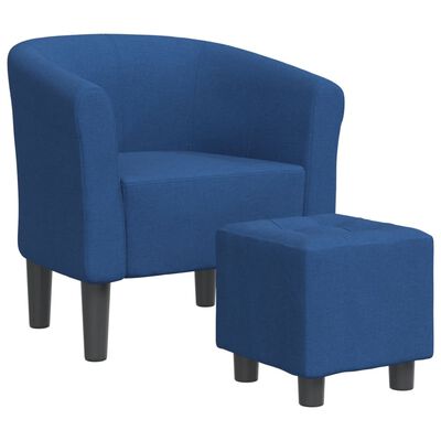 vidaXL Fotel bujany z podnóżkiem, niebieski, obity tkaniną