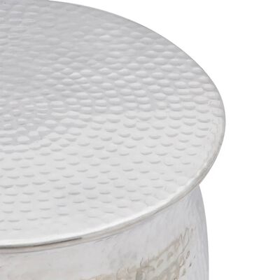 vidaXL Stolik kawowy/stołek z młotkowanego aluminium, kolor srebrny