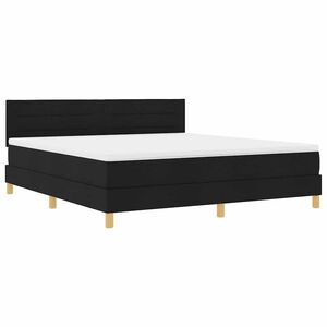 vidaXL Ł&oacute;żko z sprężyną LED z paskami LED Czarny 180 x 200 cm tkanina