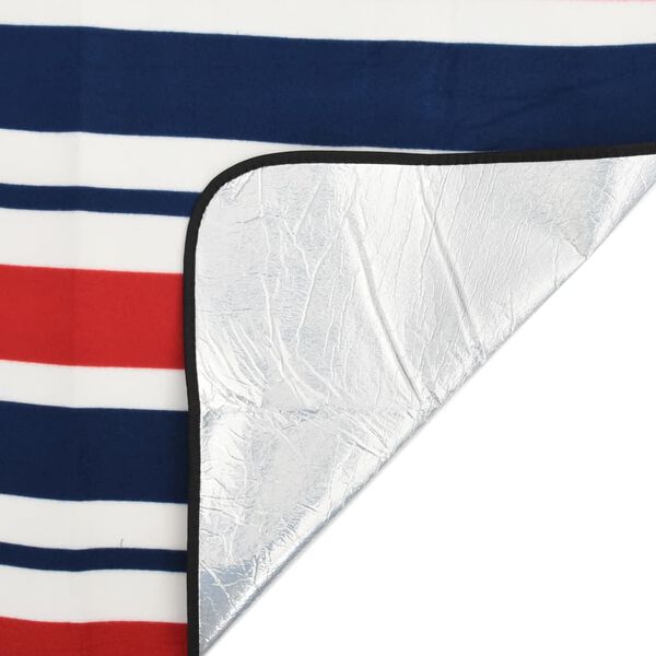 vidaXL Koc piknikowy, składany, czerwono-niebieskie paski, 200x200 cm