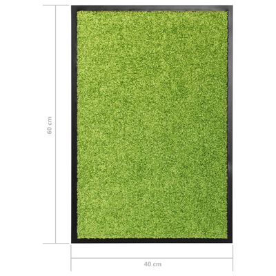 vidaXL Wycieraczka z możliwością prania, zielona, 40 x 60 cm