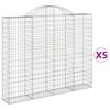 vidaXL Kosze gabionowe, 5 szt, 200x30x160/180 cm, galwanizowane żelazo