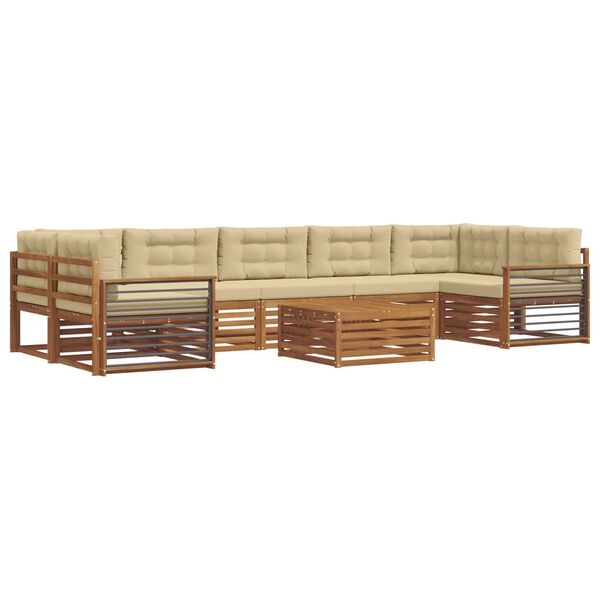 vidaXL Zestaw sof na zewnątrz z poduszką 8 pcs Naturalny i Beżowy