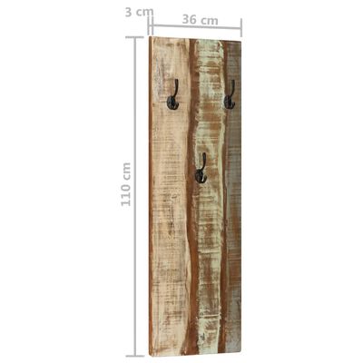 vidaXL Wieszaki ścienne, 2 szt., 36x3x110 cm, lite drewno z odzysku
