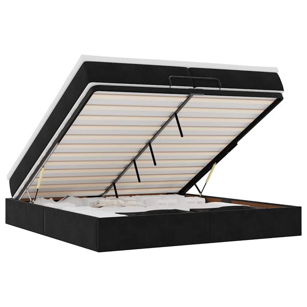 vidaXL Rama ł&oacute;żka otomana z materacami, czarna, 200x200 cm, aksamit