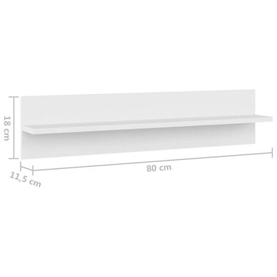 vidaXL Półki ścienne, 4 szt., białe, 80 x 11,5 x 18 cm, płyta wiórowa