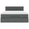 vidaXL Ł&oacute;żko otomana z materacem, ciemnoszare, 140x190 cm, tkanina