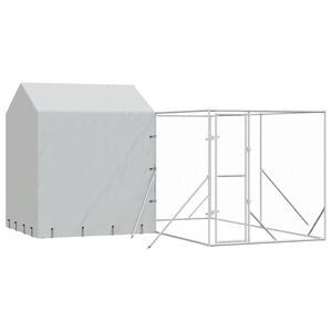 vidaXL Kojec dla psa, z dachem, srebrny, 4x4x2,5 m, stal galwanizowana