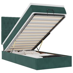 vidaXL Rama ł&oacute;żka otomana z materacami, zielona, 90x190 cm, aksamit