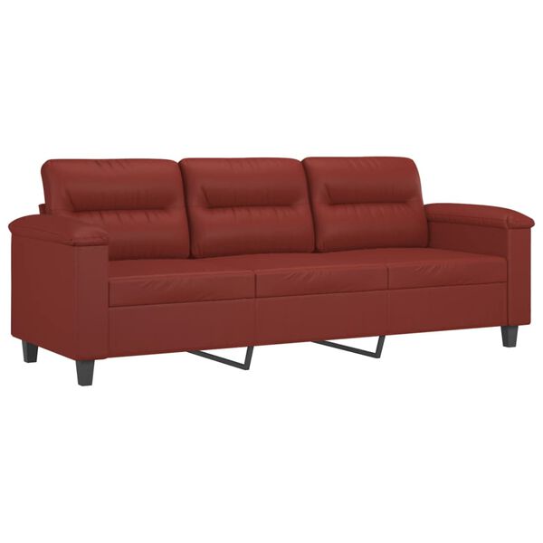 vidaXL 3-osobowa sofa, winna czerwień, 180 cm, sztuczna sk&oacute;ra